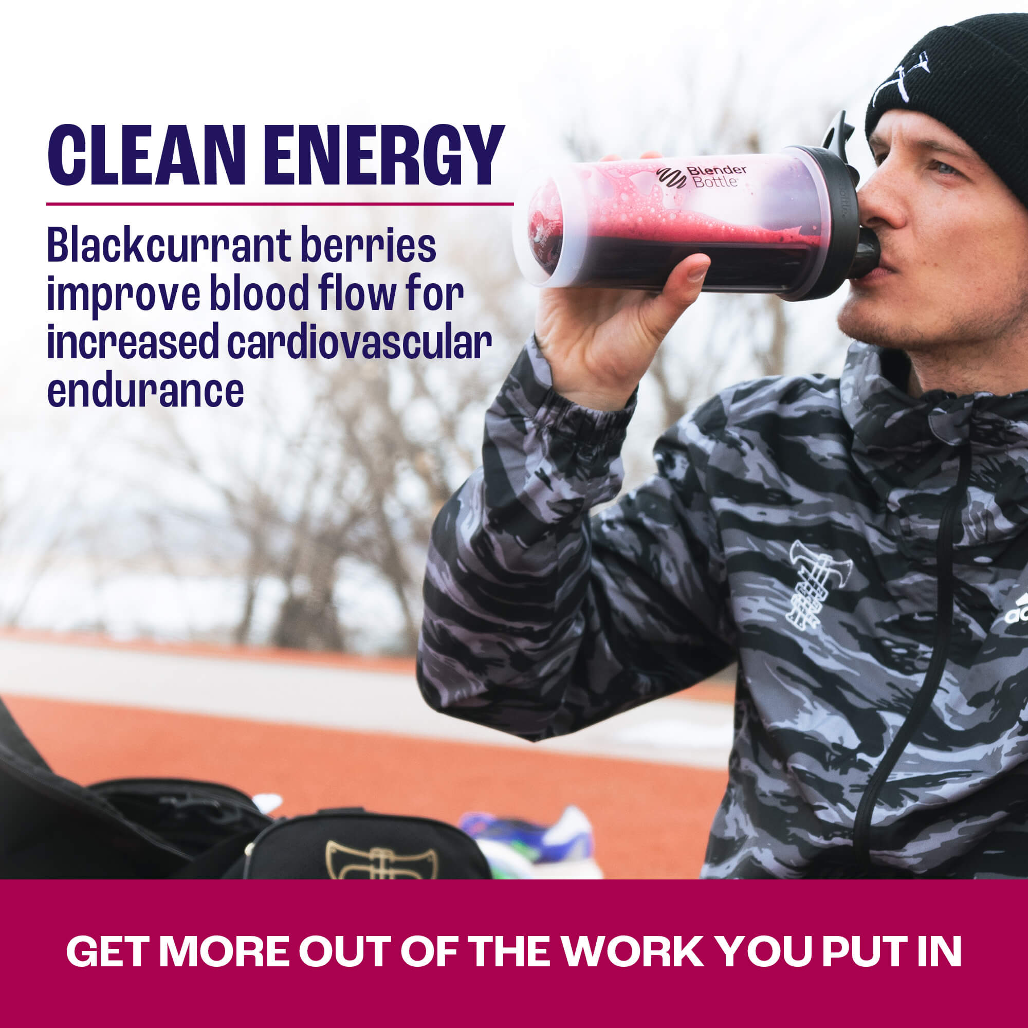 Blackcurrant berries provide clean energy to improve blood flow and boost cardio exercise