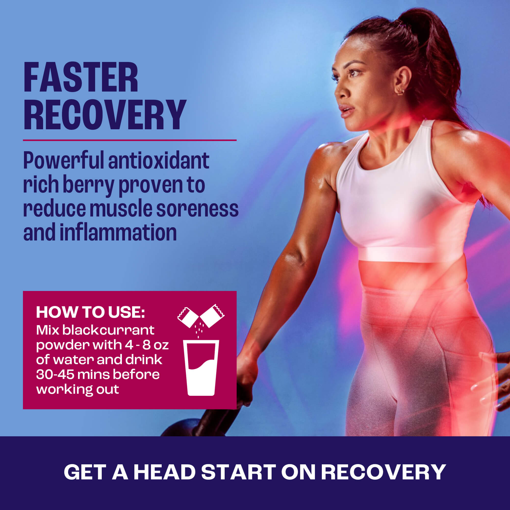 Faster recovery with 2before blackcurrant powder pre-workout